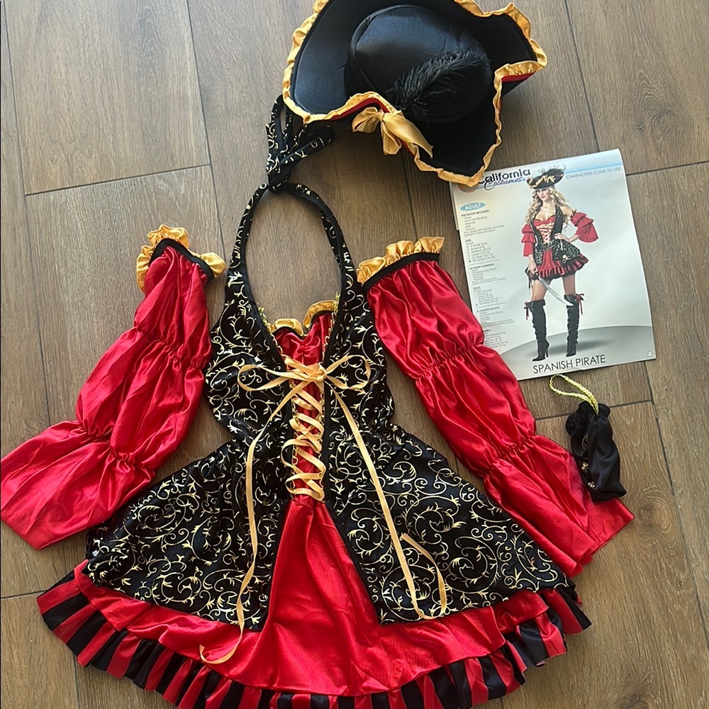California Costumes Spanish Pirate Costume - Red and Black. Size XXL